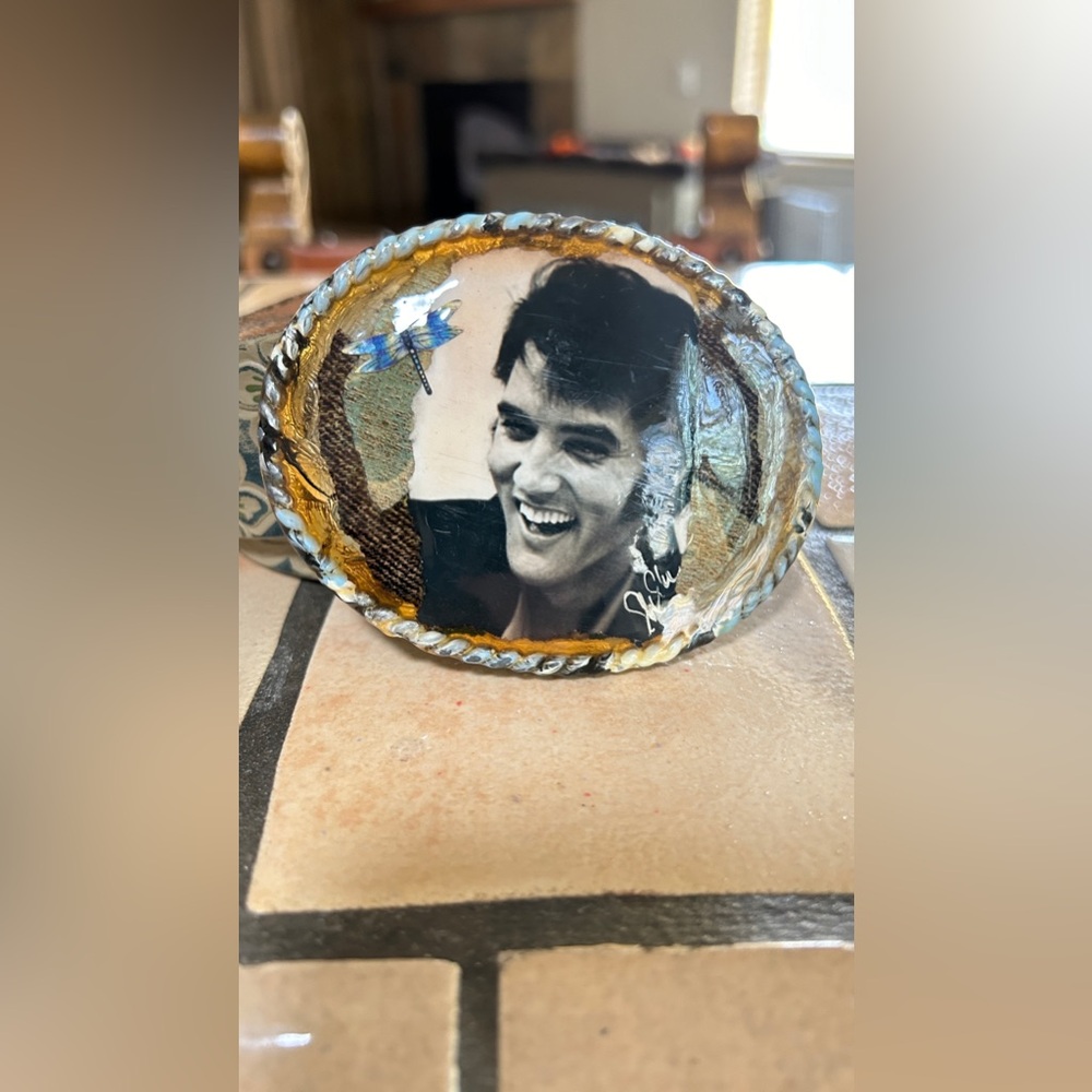 Elvis Presley belt buckle hand tooled belt